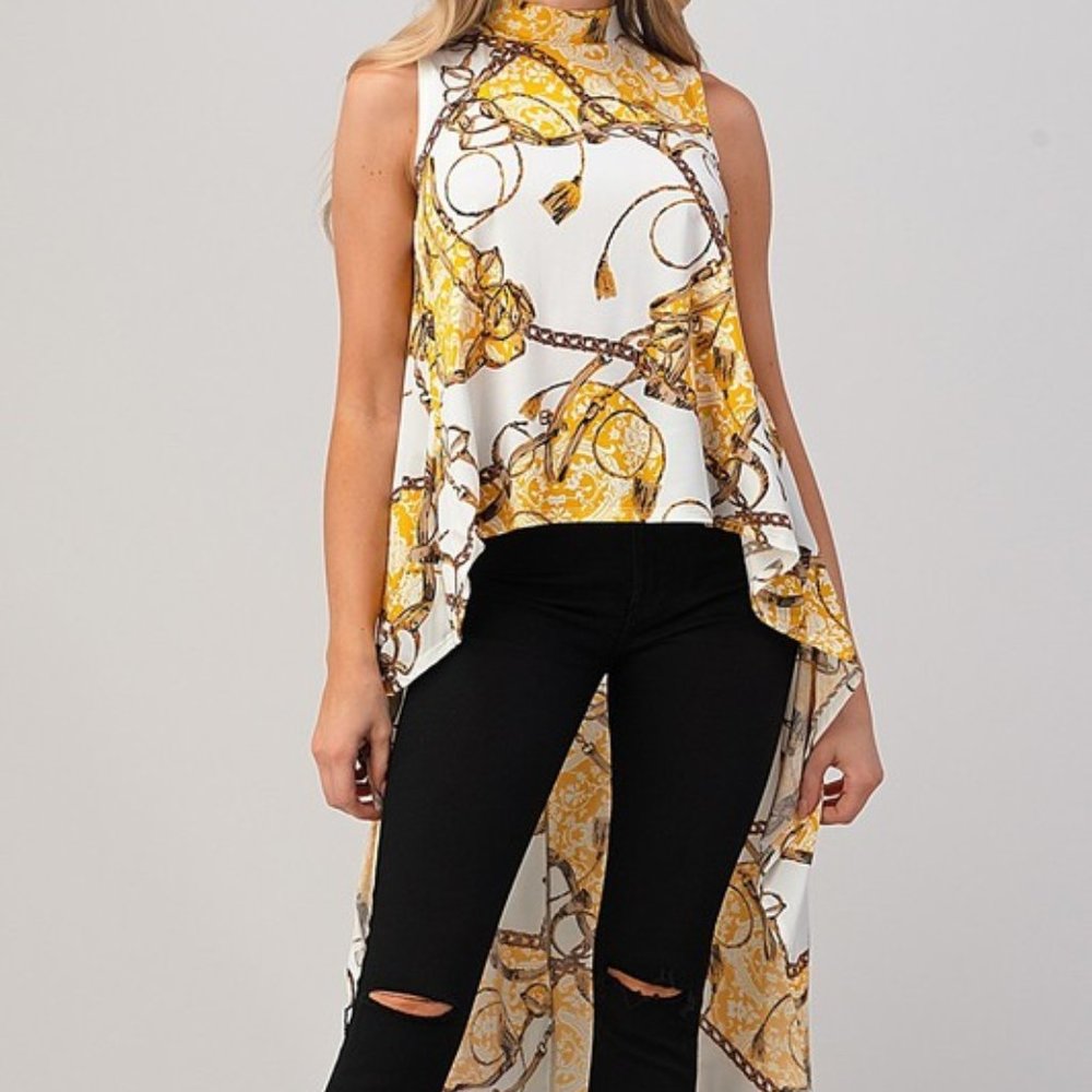 Multi-Color High-Lo Womens Top
